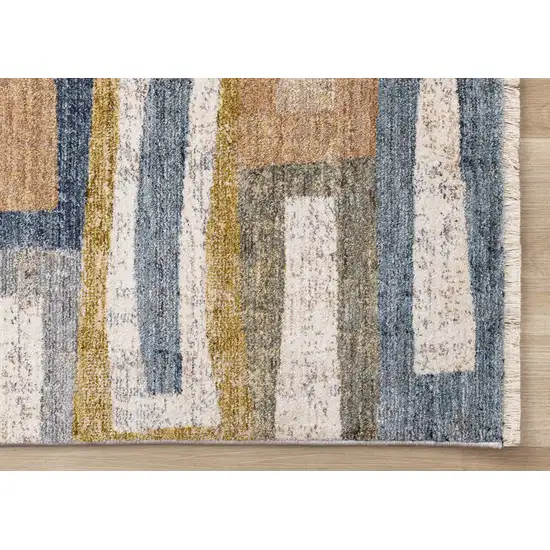 Orange Blue And Beige Geometric Area Rug Photo 8