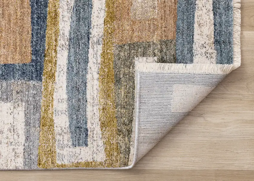 Orange Blue And Beige Geometric Area Rug Photo 8