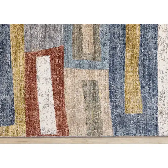 Orange Blue And Beige Geometric Area Rug Photo 9