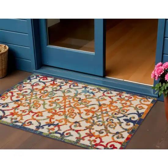 Blue And Orange Indoor Outdoor Area Rug Photo 2