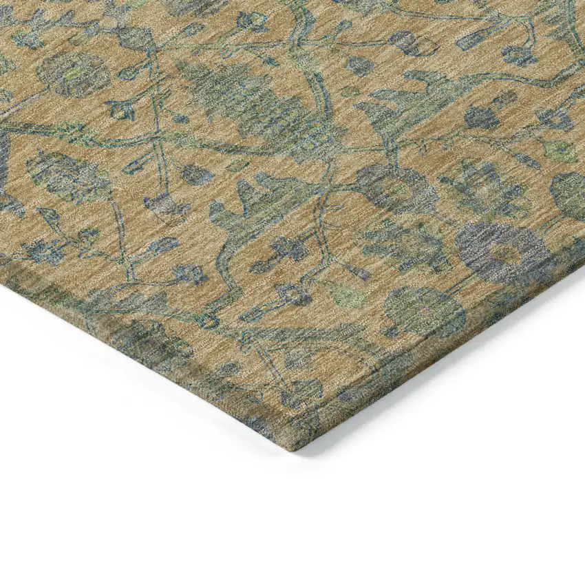 Orange Blue And Green Floral Washable Indoor Outdoor Area Rug Photo 4