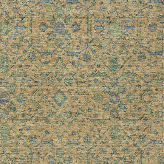 Orange Blue And Green Floral Washable Indoor Outdoor Area Rug Photo 5