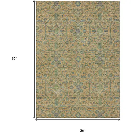 Orange Blue And Green Floral Washable Indoor Outdoor Area Rug Photo 7
