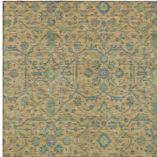Orange Blue And Green Floral Washable Indoor Outdoor Area Rug Photo 5