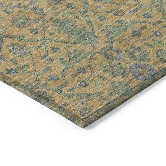 Orange Blue And Green Floral Washable Indoor Outdoor Area Rug Photo 4
