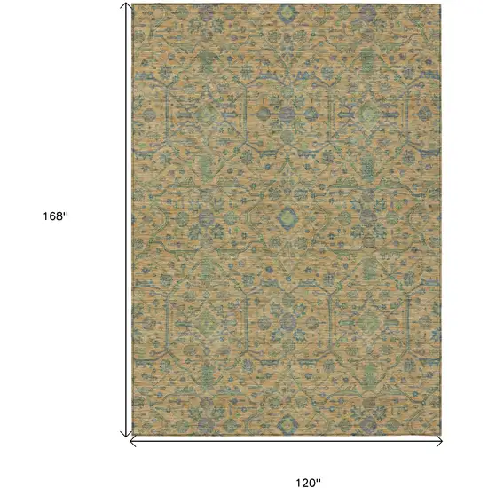 Orange Blue And Green Floral Washable Indoor Outdoor Area Rug Photo 7