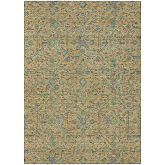Orange Blue And Green Floral Washable Indoor Outdoor Area Rug Photo 2