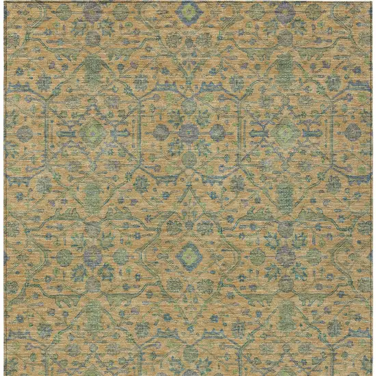 Orange Blue And Green Floral Washable Indoor Outdoor Area Rug Photo 5