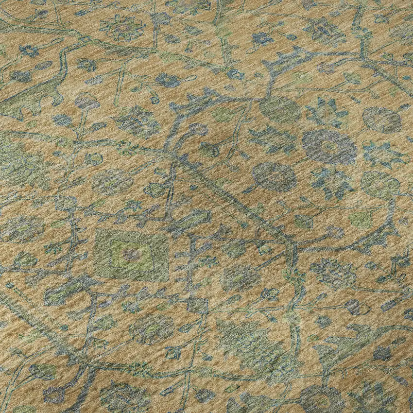 Orange Blue And Green Oriental Washable Area Rug With UV Protection Photo 9