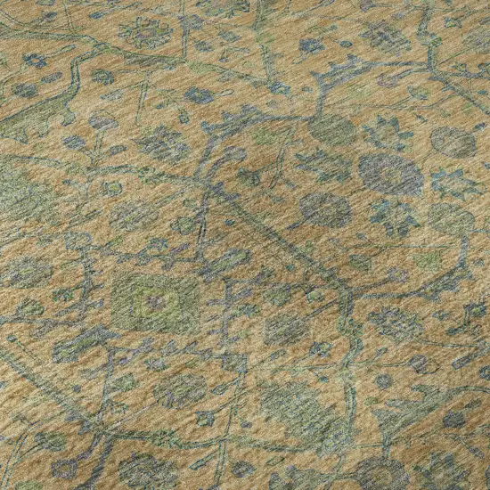 Orange Blue And Green Oriental Washable Area Rug With UV Protection Photo 9