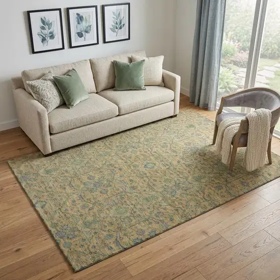 Orange Blue And Green Oriental Washable Area Rug With UV Protection Photo 1