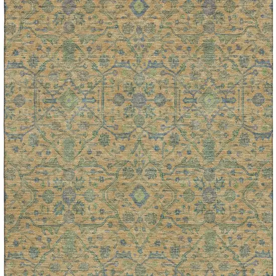 Orange Blue And Green Oriental Washable Area Rug With UV Protection Photo 3