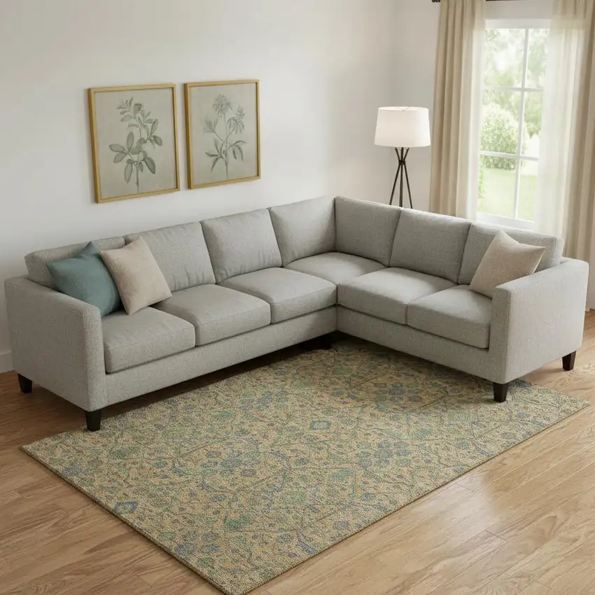 Orange Blue And Green Oriental Washable Area Rug With UV Protection Photo 2