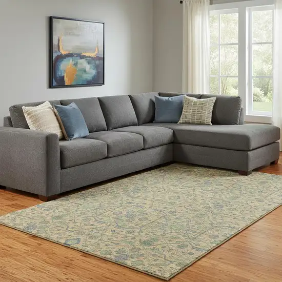 Orange Blue And Green Oriental Washable Area Rug With UV Protection Photo 2