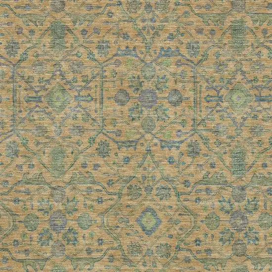 Orange Blue And Green Oriental Washable Area Rug With UV Protection Photo 2