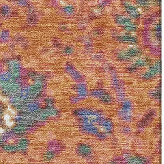Orange Blue And Pink Oriental Washable Area Rug With UV Protection Photo 3