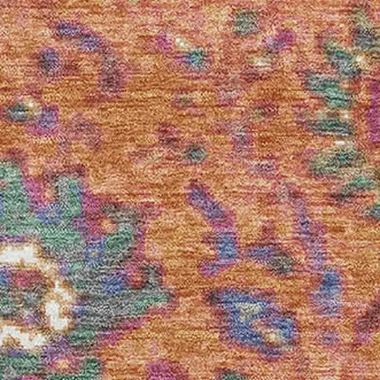 Orange Blue And Pink Oriental Washable Area Rug With UV Protection Photo 3