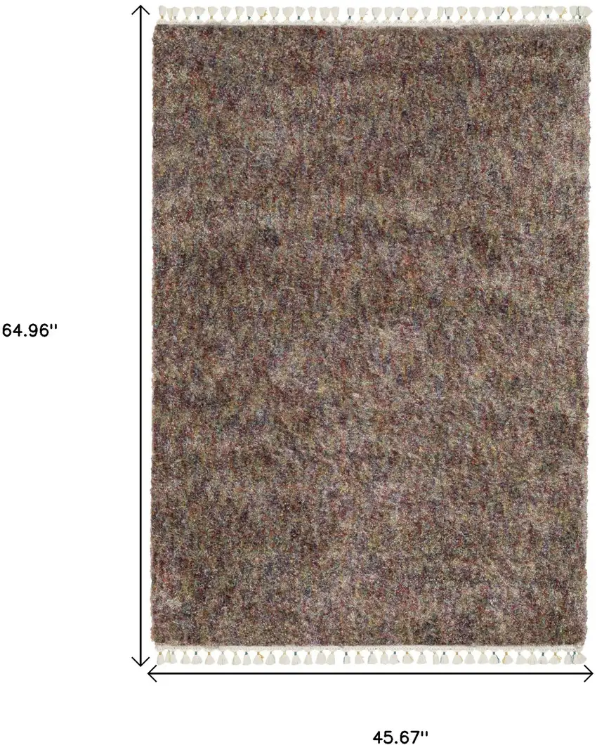 Orange Blue And Yellow Abstract Shag Area Rug With Fringe Photo 3