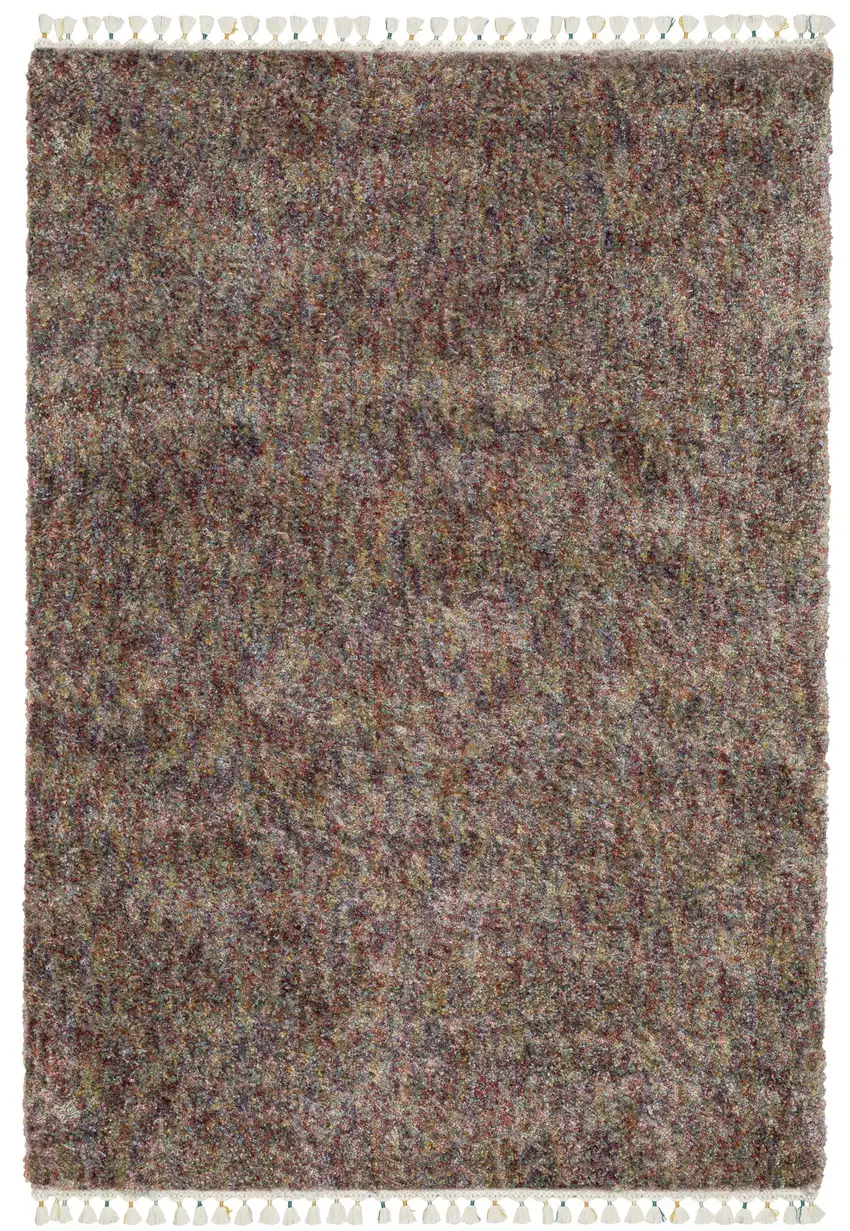 Orange Blue And Yellow Abstract Shag Area Rug With Fringe Photo 2