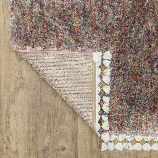 Orange Blue And Yellow Abstract Shag Area Rug With Fringe Photo 9