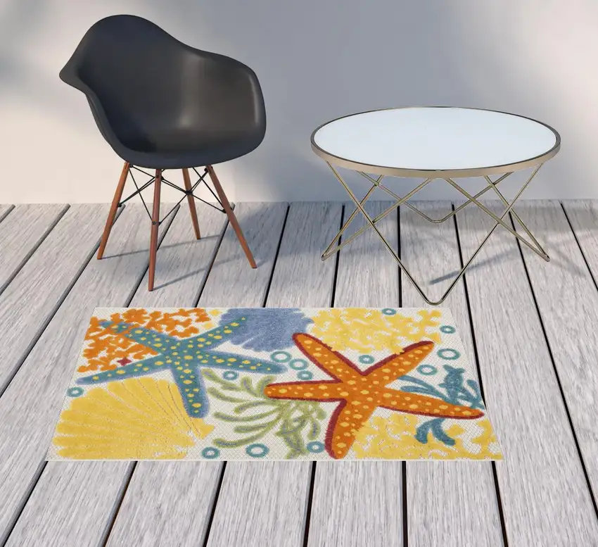Orange Blue And Yellow Animal Print Non Skid Indoor Outdoor Area Rug Photo 2
