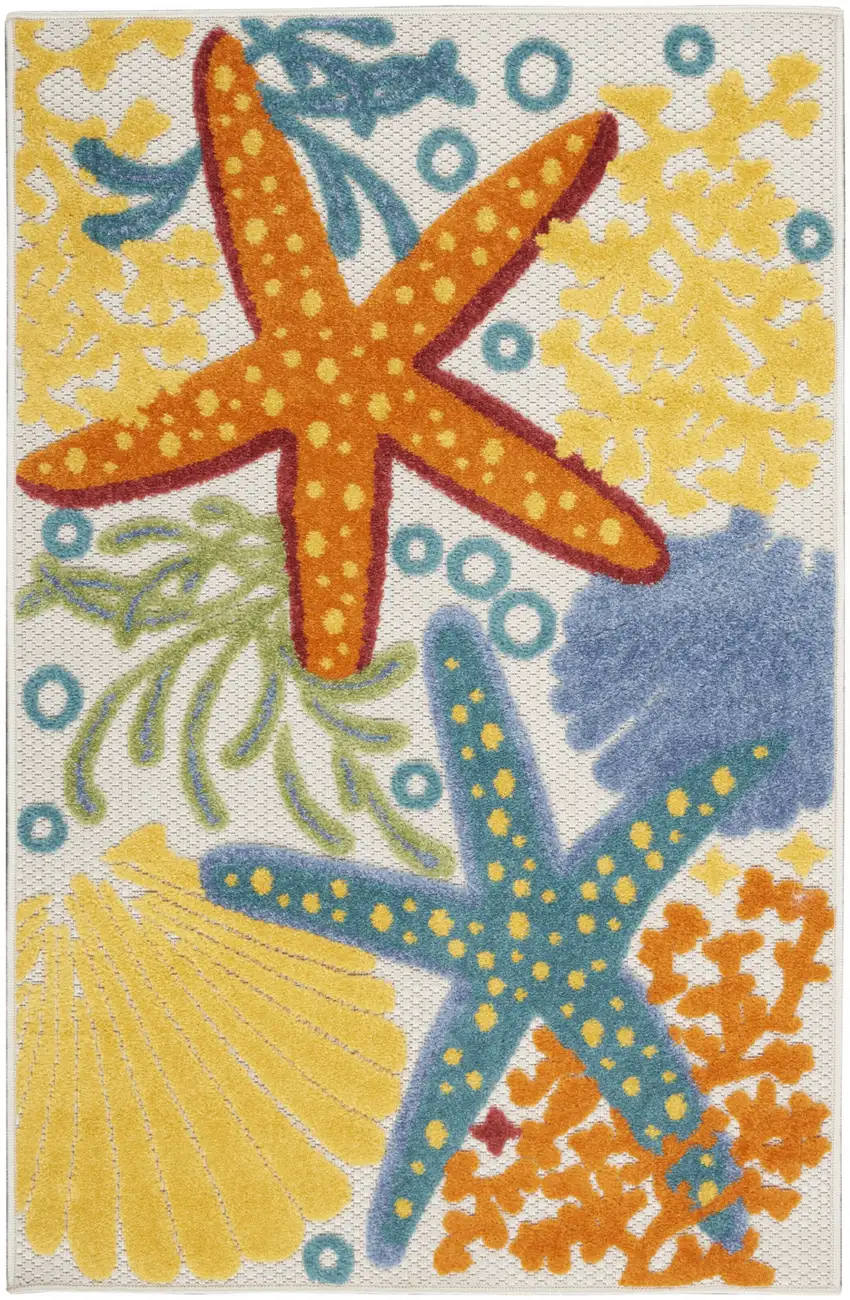 Orange Blue And Yellow Animal Print Non Skid Indoor Outdoor Area Rug Photo 1