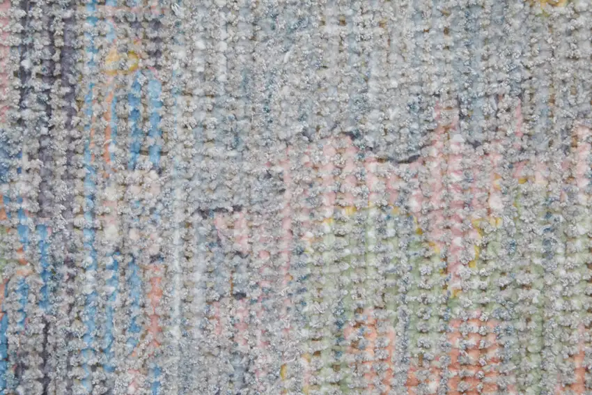 Orange Blue and Gold Floral Hand Woven Distressed Area Rug With Fringe Photo 7
