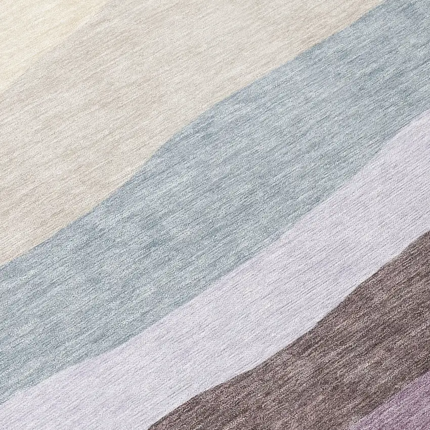 Orange Blush And Lavender Striped Washable Indoor Outdoor Area Rug Photo 8