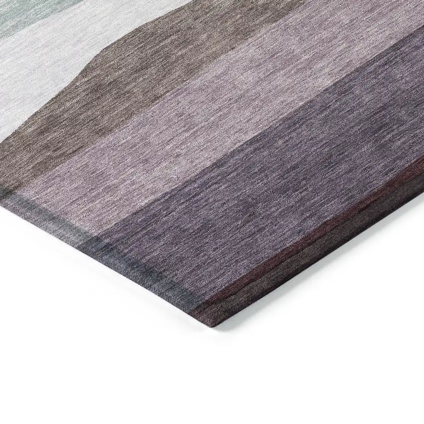 Orange Blush And Lavender Striped Washable Indoor Outdoor Area Rug Photo 7