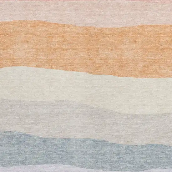 Orange Blush And Lavender Striped Washable Indoor Outdoor Area Rug Photo 3