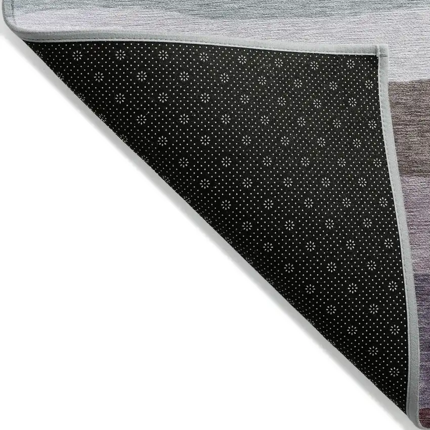 Orange Blush And Lavender Striped Washable Indoor Outdoor Area Rug Photo 5