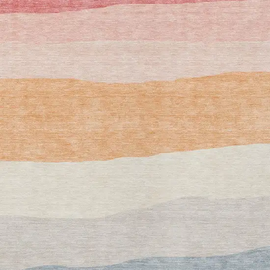 Orange Blush And Lavender Striped Washable Indoor Outdoor Area Rug Photo 3