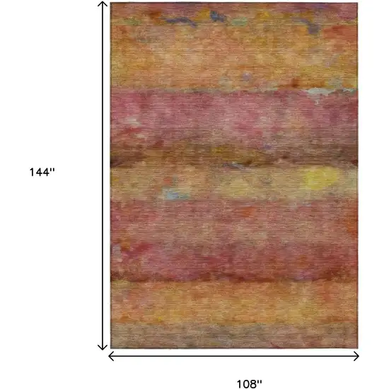 Orange Blush And Yellow Abstract Washable Indoor Outdoor Area Rug Photo 3