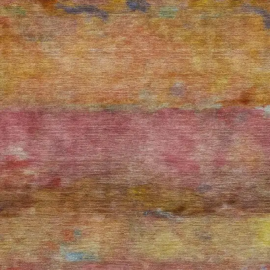 Orange Blush And Yellow Abstract Washable Indoor Outdoor Area Rug Photo 6