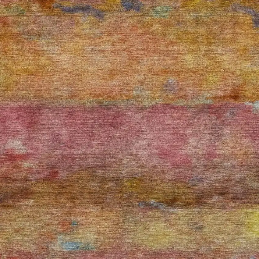 Orange Blush And Yellow Abstract Washable Indoor Outdoor Area Rug Photo 6