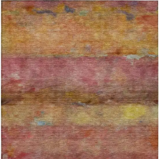 Orange Blush And Yellow Abstract Washable Indoor Outdoor Area Rug Photo 4