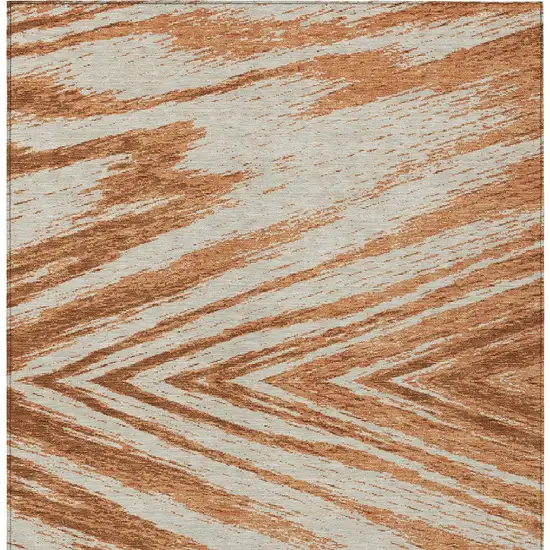 Orange Brown And Beige Abstract Washable Indoor Outdoor Area Rug Photo 6
