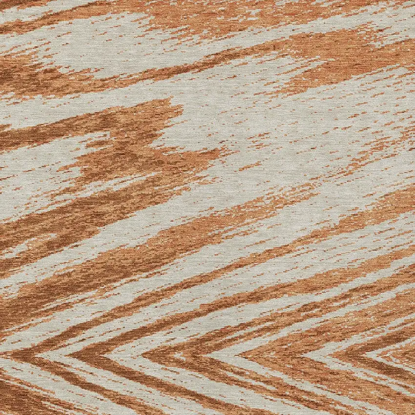Orange Brown And Beige Abstract Washable Indoor Outdoor Area Rug Photo 6