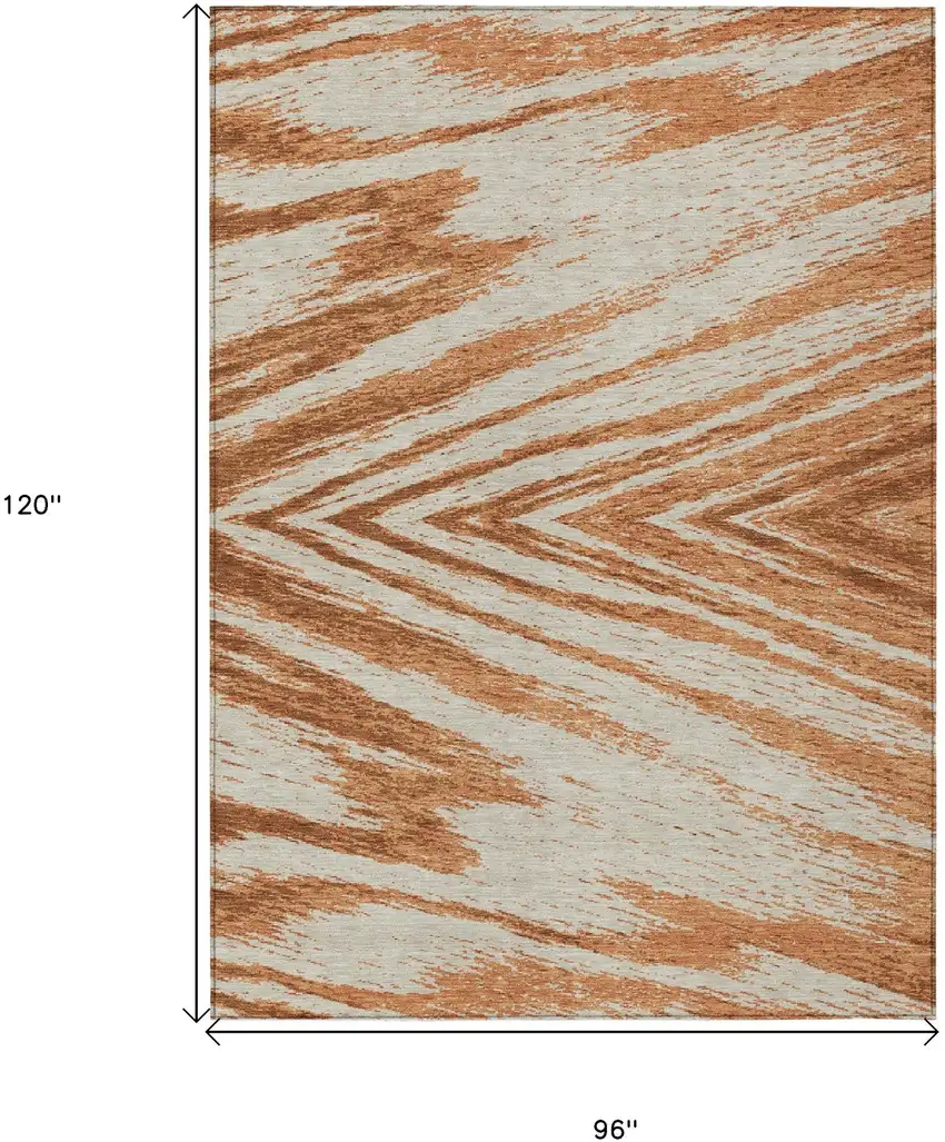 Orange Brown And Beige Abstract Washable Indoor Outdoor Area Rug Photo 3