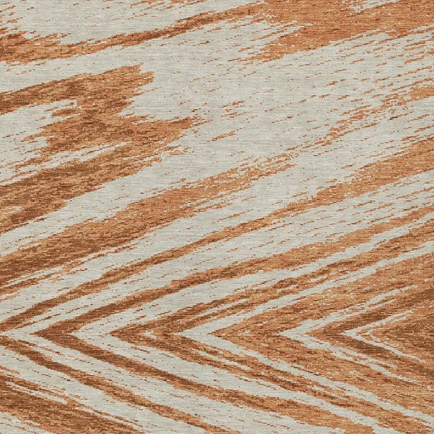 Orange Brown And Beige Abstract Washable Indoor Outdoor Area Rug Photo 6