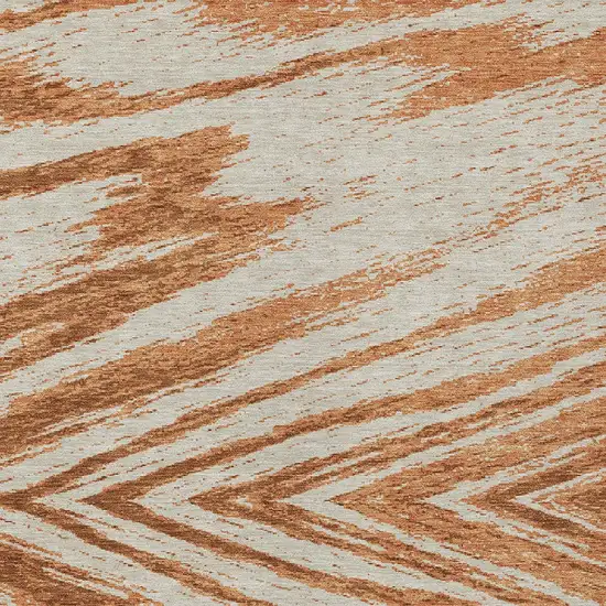 Orange Brown And Beige Abstract Washable Indoor Outdoor Area Rug Photo 6