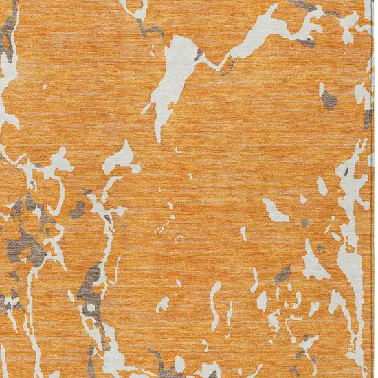 Orange Brown And Ivory Striped Washable Indoor Outdoor Area Rug Photo 6