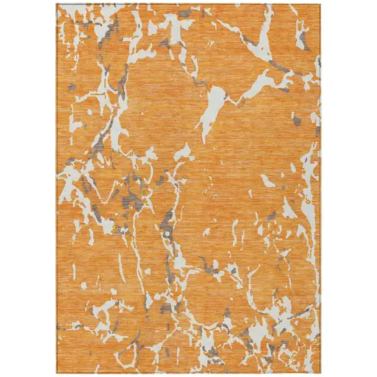 Orange Brown And Ivory Striped Washable Indoor Outdoor Area Rug Photo 2