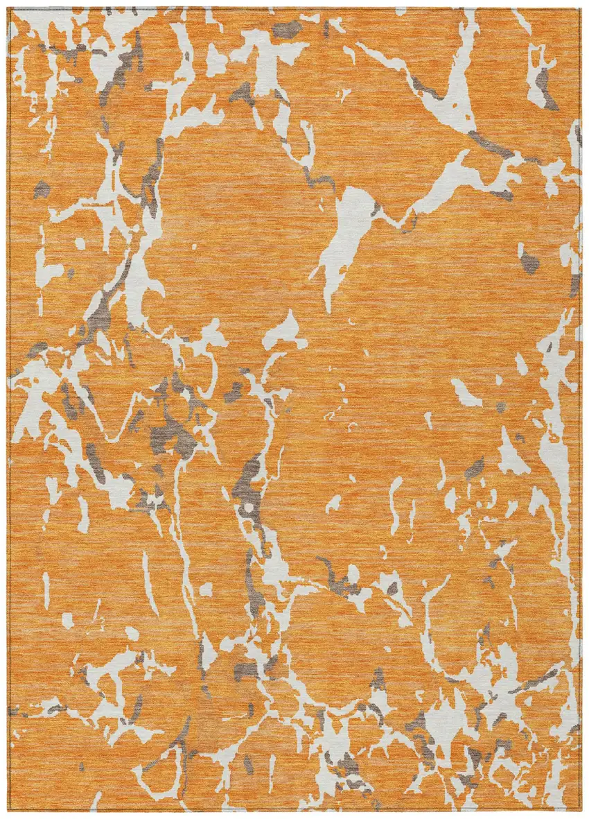 Orange Brown And Ivory Striped Washable Indoor Outdoor Area Rug Photo 2