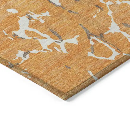 Orange Brown And Ivory Striped Washable Indoor Outdoor Area Rug Photo 4