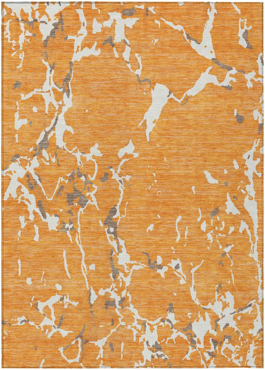 Orange Brown And Ivory Striped Washable Indoor Outdoor Area Rug Photo 2