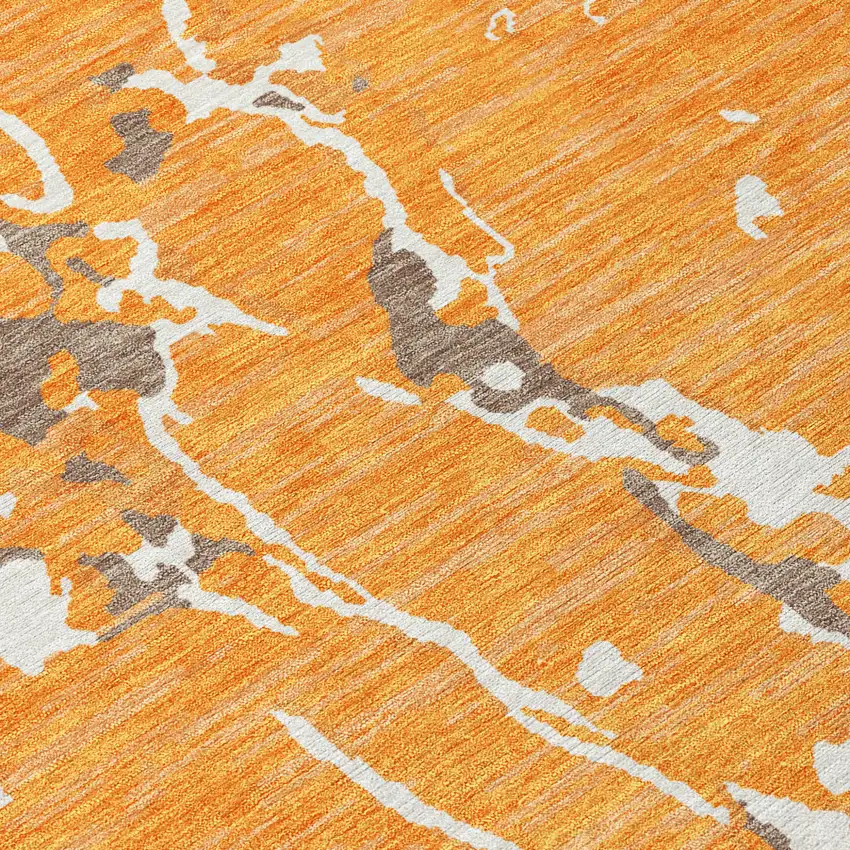 Orange Brown And Ivory Striped Washable Indoor Outdoor Area Rug Photo 5