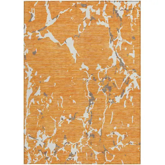 Orange Brown And Ivory Striped Washable Indoor Outdoor Area Rug Photo 7