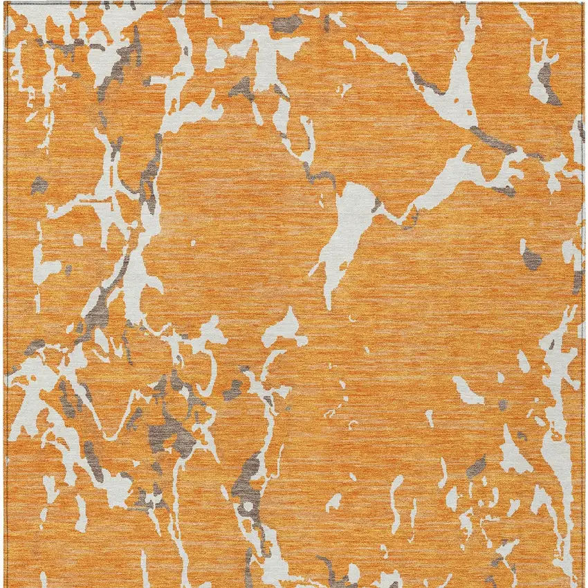 Orange Brown And Ivory Striped Washable Indoor Outdoor Area Rug Photo 6