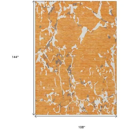 Orange Brown And Ivory Striped Washable Indoor Outdoor Area Rug Photo 8